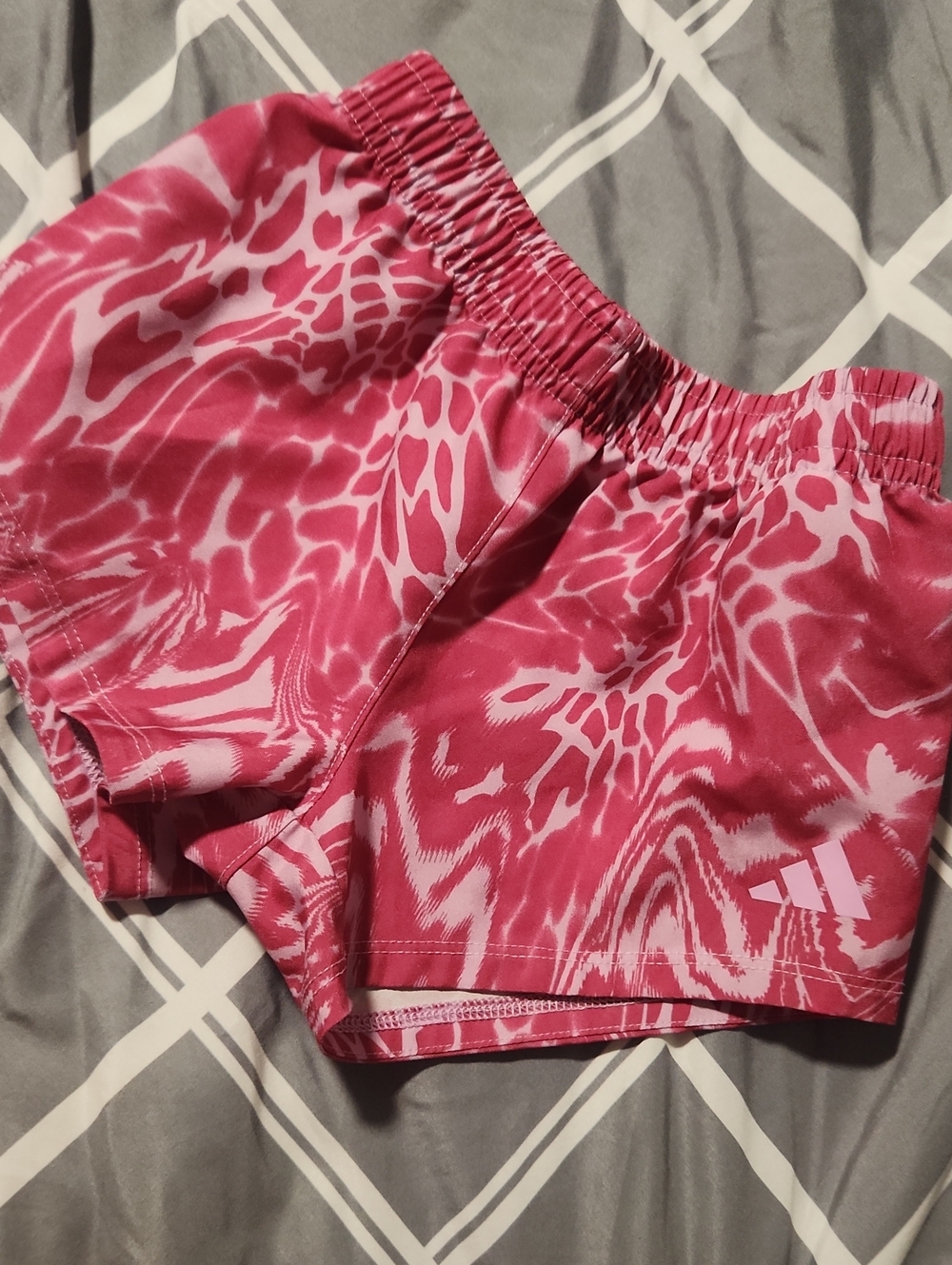 adidas Pink Swirl Print Girls' Athletic Shorts